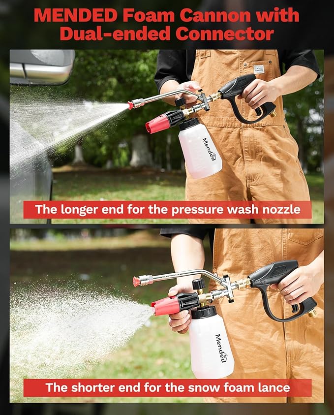 Sakertool Foam Cannon Dual Connector Accessory for Pressure Washer Kit,Car Wash Foam Gun - Power Washer Accessories Gun with Foam Cannon Dual Connector for cleaning - 5 Power Washer Sprayer Nozzles
