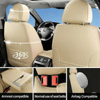 Fit Elantra Car Seat Covers for Hyundai Elantra 2017-2025 2026 - Premium Leather, Waterproof, All-Weather, Airbag Compatible, Anti-Slip, Breathable, Seat Protectors, Full Set, Beige