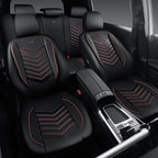 CAR PASS 3D Foam Faux Leather Car Seat Covers Full Set, Red Waterproof Leather Seat Cover for Cars,Luxury Universal Fit for SUV Truck Sedan Automotive,Armrest Airbag Compatible Anti-Slip,Black and Red