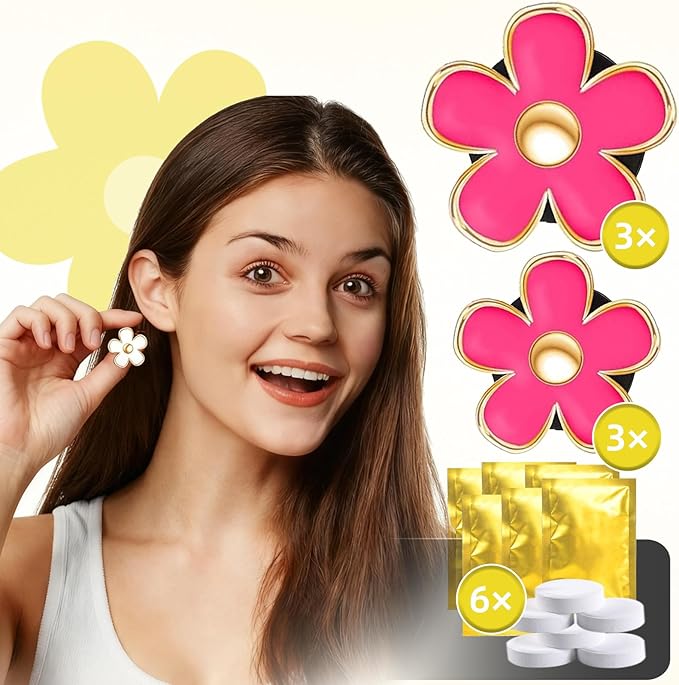 NBTEPEM 6 PCS Daisy Flower Air Vent Clip Car Decoration Accessories Air Conditioning Outlet Clip Car Air Freshener Clip Charm Car Interior Decor(3 cm, 3.3 cm, Red)