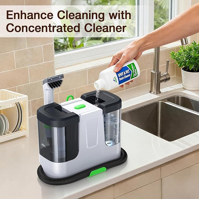 LABIGO Upholstery & Couch Cleaner Machine, 18Kpa Portable Carpet Cleaner Machine for Deep Cleaning, Spot Cleaner and Carpet Shampooer for Pet Messes, Rug, Furniture, Mattress, Sofa, Stairs & Car