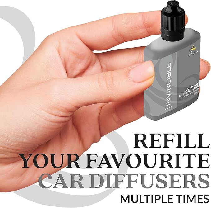 Invincible Car Air Fresheners (Refill) | Affordable Air Fresheners for Men | 50ml Car Diffuser Refill | 3 Months Freshener Long Lasting | Gift-Ready Women's Car Pefume by Perfa
