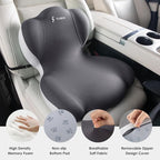 FLORICH Memory Foam Truck Seat Cushion,Car Seat Cushion and Lumbar Support Pillow for Office Chair, Ergonomic Back Support & Sciatica Relief for Long Drives(Beige Grey)
