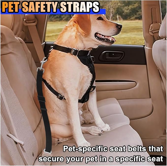 Dog Car Front Seat Cover with Side Flaps, Waterproof & Scratch Proof Car Seat Protector for Dog, Nonslip Pet Car Seat Pad with Safety Belt, Fit for Most Cars SUVs Trucks Jeeps (Black)