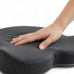 Memory Foam Seat Cushion, L-Shaped Ergonomic Office Chair Cushion for All-Day Sitting Comfort, Relieving Back & Tailbone Pain, Supportive Seat Cushions for Office Desk Gaming (Black Gray)
