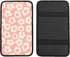 Vintage Groovy Flowers Auto Center Console Cover Pad Car Armrest Seat Box Cover Cushion Universal for Most Vehicle SUV Truck Car Accessories Decor