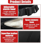 Car Neck Pillow, Memory Foam Ergonomic Auto Headrest Cushion Pillow, Relieve Driving Fatigue Car Neck Support Pillows, Comfortable Leather Vehicle Seat Pillows with Adjustable Strap (Black)
