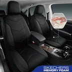 Skechers Memory Foam Seat Covers,Leather Car Seat Covers, Ultimate Comfort & Support Seat CoversFull Sets,Airbag Compatible, Automotive Universal Fit Most for SUVs, Vans, Sedans, Cars, Trucks,Black