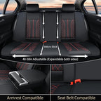 FLORICH Leather Seat Covers Car Seat Cover Front and Rear Seat Cover 5 Seats Automotive Seat Covers Waterproof Seat Covers for Cars Universal Fit for Most Cars SUV Trucks, Black&Red Line