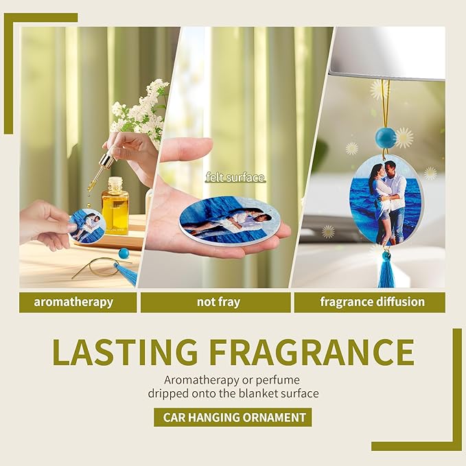 AOUXSEEM Sublimation Air Freshener Blanks with Tassels, PVC & Felt Heat Transfer Material for DIY Photo Car Rearview Mirror Scented Hanging Fragrant, Closet Aroma, Vivid Firm and Not Fray (20)