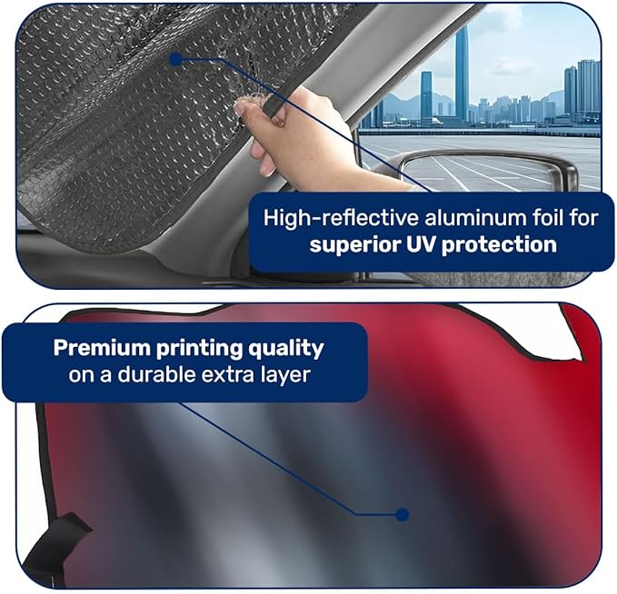 GENANY Funny Red Eyes Windshield Sun Shade for Car SUV Truck (69x35 Inches), Sun Shade Windshield, Shades for Front Windows, Protector Blocks UV, Halloween Car Decor