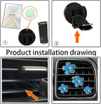 Daisy Air Vent Clips, 4 Pcs Cute Flower Car Air Conditioning Outlet Clip Car Air Freshener Clip Charm Car Inter Decor Accessories for Women (Blue)