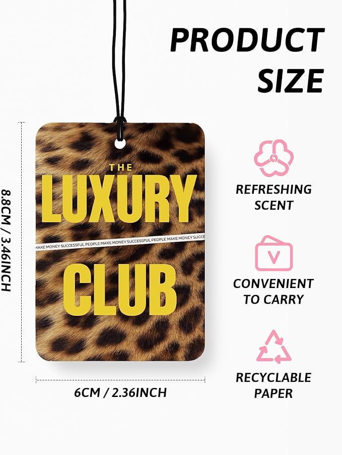 Yellow Cheetah Print Car Air Freshener 4 Pcs, Trendy Coquette Bow Leopard Print Lucky 8 Ball Hanging Air Freshener for Cars Closet Drawer Books, Girly Car Accessories Mirror Decor for Women
