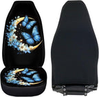 BIGCARJOB Moon Butterfly Car Seat Covers Set Universal Car Interior Seat Rugs 2 Pcs Auto Front Seat Protector Set for Women Butterfly Car Accessories Set