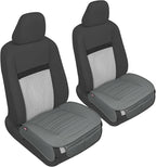 Motor Trend Seat Covers for Cars Trucks SUV, Faux Leather 2-Pack Gray Padded Car Seat Covers with Storage Pockets, Premium Interior Seat Cover