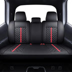 Tomatoman Tacoma Rear Seat Covers Compatible with Toyota Tacoma 2005-2025 2026 TRD Sport OffRoad Limited SR5 V6 Crew Double Extended Cab Truck Waterproof Leather Back Car Cushions(Rear Seat/Black-Red)