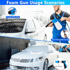 THINKWORK Car Wash Kit, Car Detailing Kit with Foam Gun, Car Wash Brush Mop and Large Folding Bucket Suitable for Car Cleaning, Blue Car Wash Set Gift for Men and Women