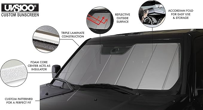 Covercraft UVS100 Custom Sunscreen | Fits 2005-2021 Nissan Frontier, 2005-2015 Xterra, 2009-2012 Suzuki Equator | Silver