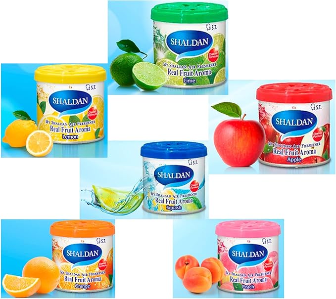 My Shaldan v8 JDM Classic Formula, Assorted 6-cans Squash, Peach, Orange, Lime, Apple, Lemon Scent car freshener