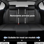KEYOOG Car Seat Covers Full Set, 2-Seater Waterproof and Breathable Nappa Leather, Fit for Front Seats of Cars, Compatible with Airbags, Car Seat Protector Covers for Most Cars - Pure Black