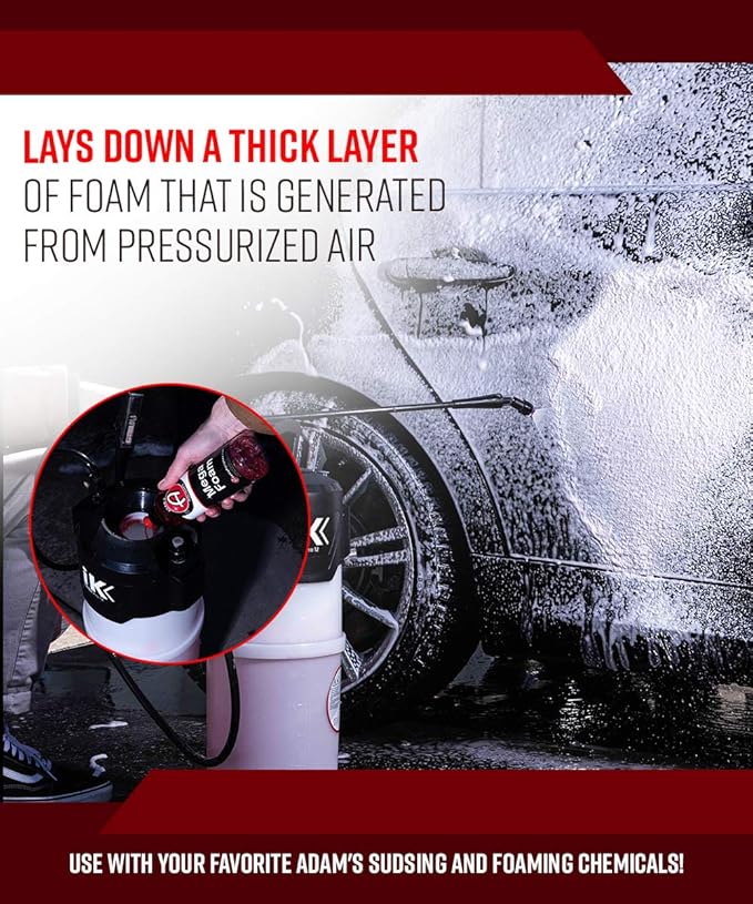 Adam's Polishes IK Foaming Pump Sprayer (6 Liters) - Pressure Foam Sprayer Cleaning Kit Car Wash Detailing | Fill with Car Wash Soap Wheel & Tire Cleaner Rim | Water Sprayer Lawn Garden Weeds