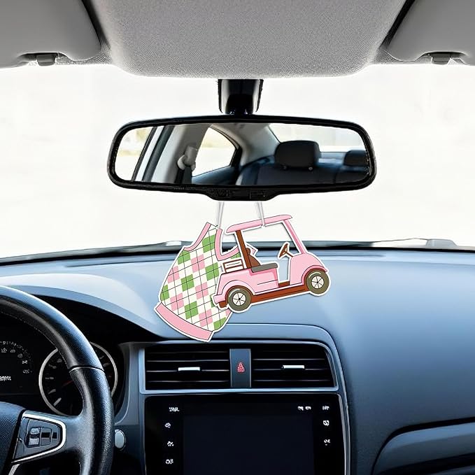 Car Air Fresheners,5-Pack Golf Green Tea Scents Cute Car Accessories,Funny Hanging Ornament Decor for Rearview Mirror,Long-Lasting Fresh Gifts for Women,Girls,Coworkers,Golfer