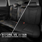 CAR PASS 3D Foam Mesh Leather Back Bench Car Seat Covers,Breathable Rear Seat Cover Universal Fit for Most Cars Sedans SUVs Vans Small Trucks 95% Automotive Backseat, Black