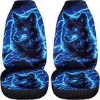 Cool Wolf Car Seat Covers 2 Pcs Stretch Polyester Fabric Cover Breathable Car Seat Cover Easy Installation Universal Size Fit for Most Cars SUVs