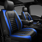 CAR PASS Nappa Leather Car Seat Covers Front Seats, Luxury Seat Protector for Cars, Waterproof Anti-Slip Seat Cushion Airbag Compatible Universal for SUV Pick-up Truck Automotive Vehicle,Black Blue