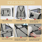 PetsHome Dog Car Seat Foldable Dog Car Booster Seat Waterproof Breathable Oxford Travel Bag for Small to Medium Dogs, Puppies, and Pets-Pure Grey