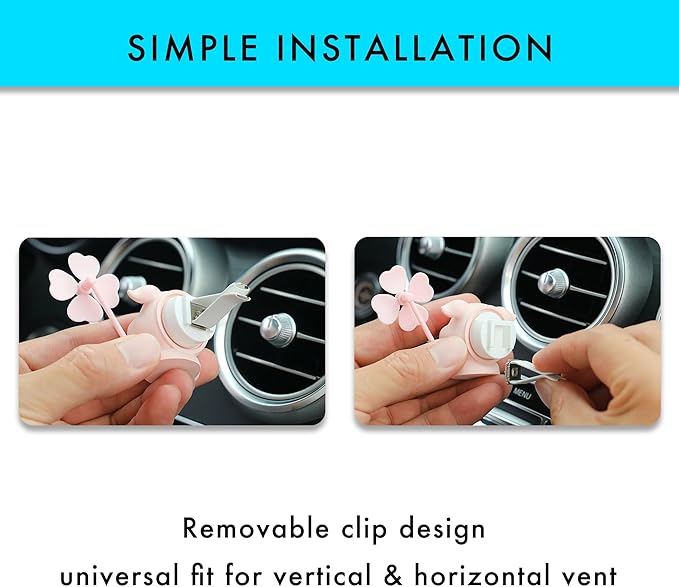 Cute Car Air Freshener Vent Clip, Piggy with Spinning Fan for Dashboard Decorations, Pink Car Accessories for Women & Girl