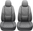 Car Seat Covers Front Pair,Universal Fit for Cars,SUVs,Trucks,and Sedans,Faux Leather Car Seat Cushion Compatible with Airbags,Waterproof Car Seat Protector,Grey