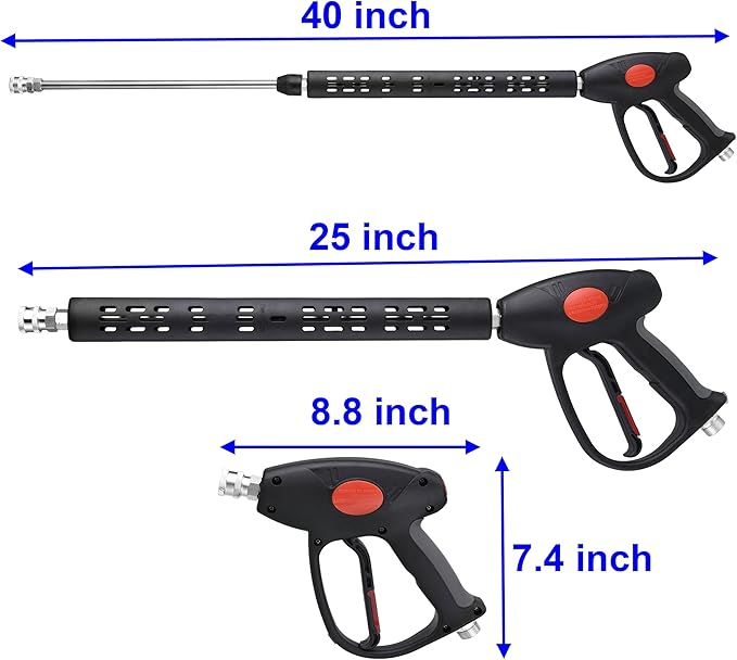 M MINGLE Replacement Pressure Washer Gun with Extension Wand, M22 15mm or M22 14mm Fitting, 5 Nozzle Tips, 40 Inch, 4000 PSI