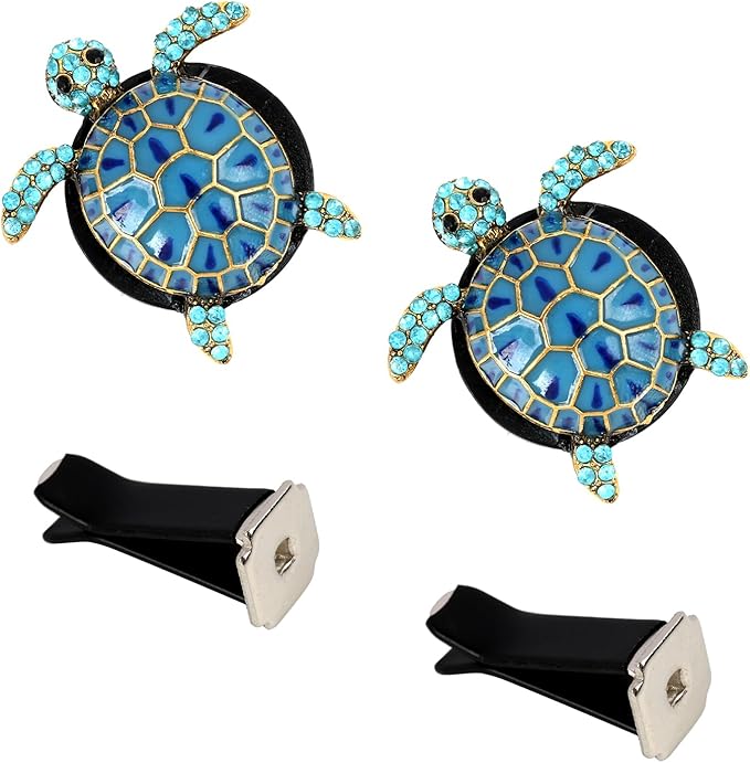 Cute Turtle Themed Air Vent Clips, 2-Pack, Car Interior Accessories, Sea Turtle Decor, Unique Gift for Women, Beachy Coastal Style for Car Enthusiasts and Nature Lovers