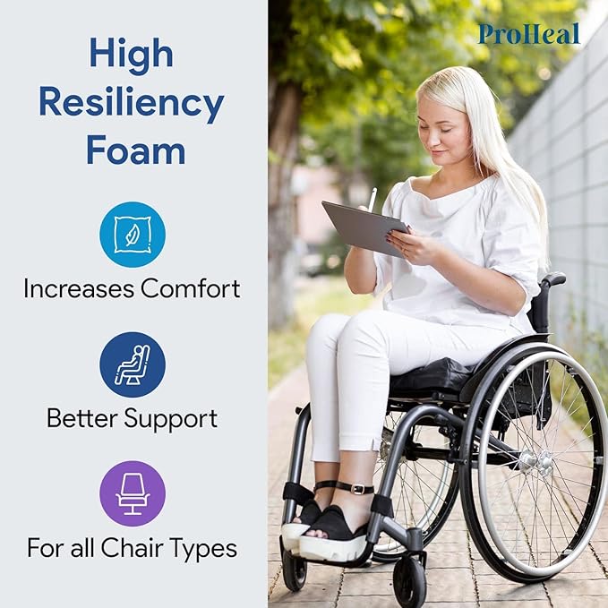 Gel Wedge Seat Cushion with Pommel, Bariatric 22" x 16" x 4" -2" - Better Posture and Hip Positioning - High Density Foam and Pressure Redistribution Gel and Back, Tailbone, and Coccyx Support