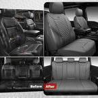 CAR PASS 3D Foam Faux Leather Car Seat Covers Full Set, Grey Breathable PU Leather Seat Covers for Cars, Luxury Universal Fit for SUVs Vans Sedan Truck Automotive, Armrest Airbag Compatible, All Gray