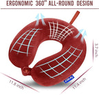 Fabuday Neck Pillows for Travel - Airplane Pillow for Long Flight with Attachable Snap Strap Washable Cover, Memory Foam Travel Rest Pillow for Airplanes, Plane, Neck Support for Adults Red