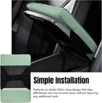 Hovom Car Center Console Armrest Pillow, 12.6"×7.87"×1.97" Leather Arm Rest Cover for Cars, Soft Comfortable Auto Armrest Cushion Pad, Vehicle Middle Console Cover, Car Accessories (Green)