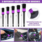 AUTODECO Windshield Cleaner Tool, 17Pcs Car Interior Detailing Kit, Detailing Brush, Towels, Duster, Car Cleaning Kit Interior for RVs, Truck, Trailer (Purple)