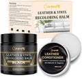 8.8oz Leather Recoloring Balm with 100ml Mink Oil,Black Leather Repair Kit for Furniture,Leather Repair Cream,Leather Scratch Repair for Car Interior,Leather Conditioner for Couch