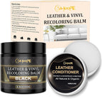 8.8oz Leather Recoloring Balm with 100ml Mink Oil,Black Leather Repair Kit for Furniture,Leather Repair Cream,Leather Scratch Repair for Car Interior,Leather Conditioner for Couch