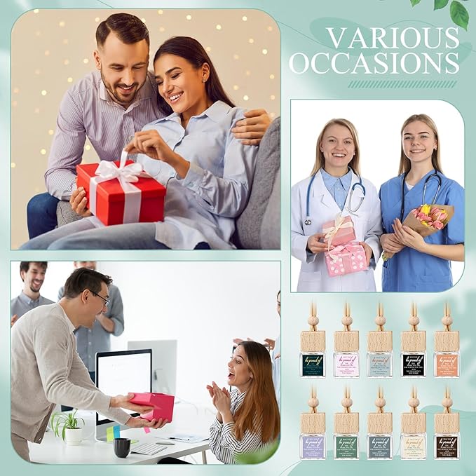 20 Pcs Appreciation Gift for Coworker Empty Hanging Car Air Freshener Diffuser Bulk May You Be Proud of the Work Thank You Glass Bottles Gifts for Staff Team Intern Teacher