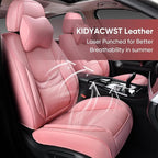 Auto Car Seat Covers Accessories Full Set Leather Cushion Protector Universal Fit 7 Colors (Pink, Front Pair and Rear)