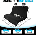 Universal Waterproof Terry Cloth Car Back Seat Cover - Heavy Duty Sweat Towel Rear Seat Protector for Post-Gym, Yoga, Beach, Pets & Kids - Machine Washable, Non-Slip Backing, Black (55" x 29")