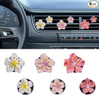Cute Car Dashboard Air Vent Trim Clips, Hawaiian Flower Auto Air Freshener Vent Clip, Auto Air Conditioning Diffuser, Hibiscus Blossom Car Interior Accessories Decorations for Girls Women (6PCS)
