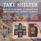 Don't Die In The Woods - Freakin’ Huge Emergency Blankets [4-Pack] Extra Large Thermal Mylar Space Blanket - One of The Ten Essentials Outdoor Survival Gear for Hiking Camping First Aid Kit (Green)