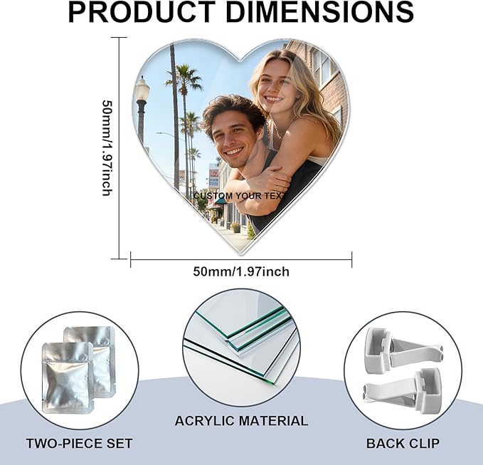 Personalized Car Air Vent Clip, Custom Photo Car Air Freshener Vent Clip with 8 Scents, Decorative Car Accessories Interior, Unique Gift for Couples, Friends & Family (Heart shape)