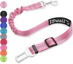 IBWell Dog Seat Belt for Car with Elastic Bungee Leash, Car Leash Car Seat Belt for Dogs (Light Pink, 1PCS-27.6")