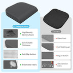 Large Seat Cushion，Soft Foam Cushion for Long Sitting Hours on Office Chair, Home & Car, Non-Slip Chair Pad for Relieving Back & Sciatica & Hip & Coccyx Pain (Grey)