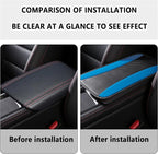 Stylish Car Center Console Cover,PU Leather Car Armrest Cover Prevent Scratches on Center Console,Universal Car Armrest Cushion Car Accessories Interior for Car SUV Truck (Blue)